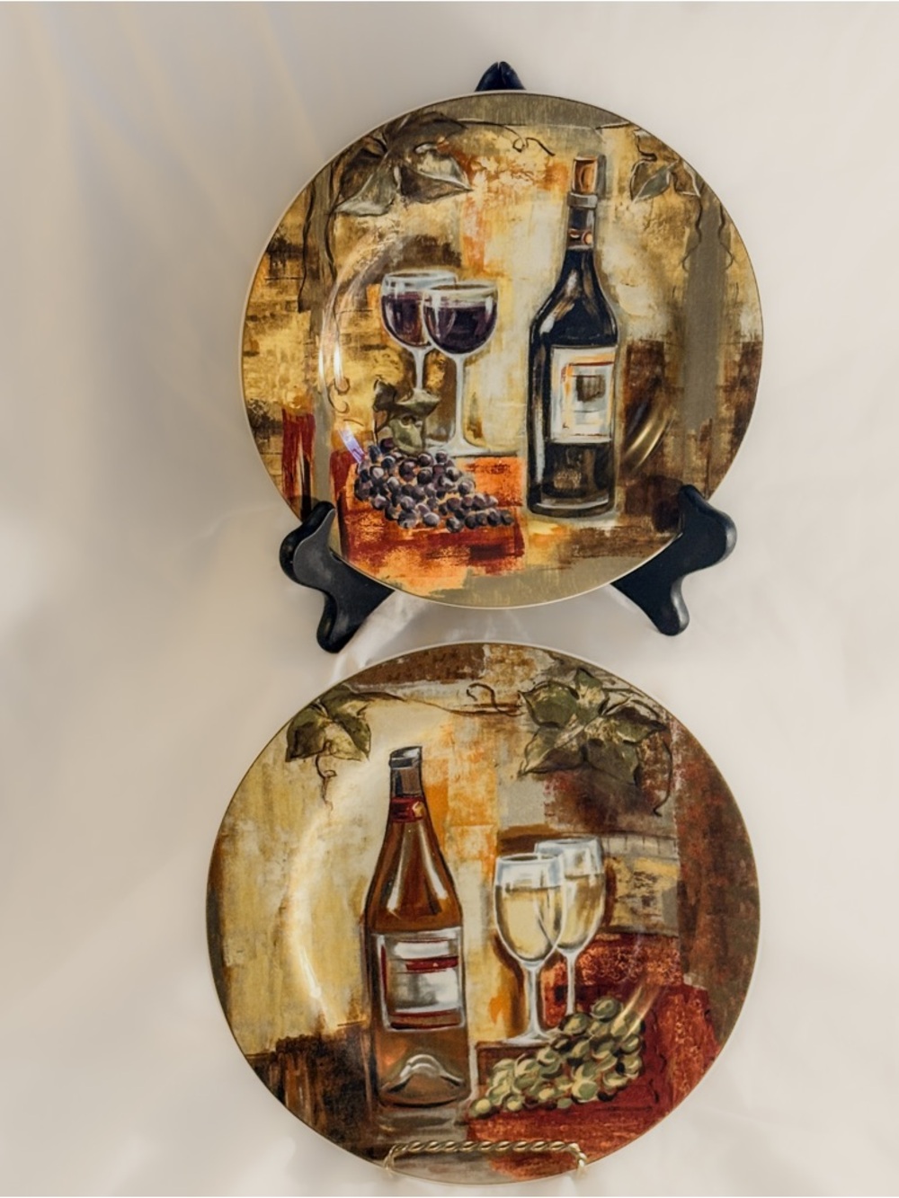 Vintage Sakura Silvia Vassileva Wine Plates Set of 2